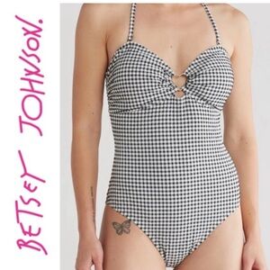 Betsey Johnson Black and White Gingham Swimsuit